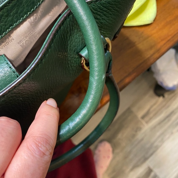 Michael Kors Hamilton Large Pebbled Leather Satchel Handbag / Tote Hunter Green - Picture 15 of 17